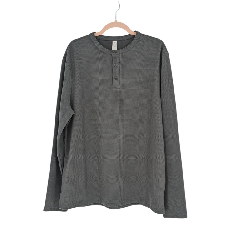 NEW 90 Degree Thermal Henley Long Sleeve Shirt Gray XL outdoor travel basic
